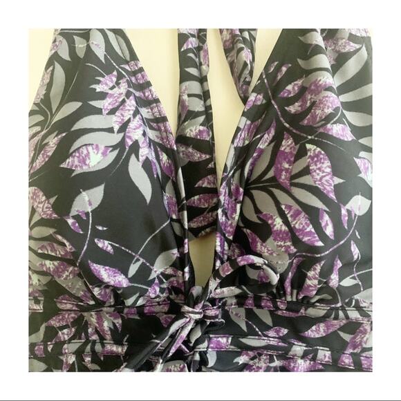 Snozu One-Piece Swimsuit Floral Black Purple Size 10 NWOT Tropical Beach - Picture 6 of 11